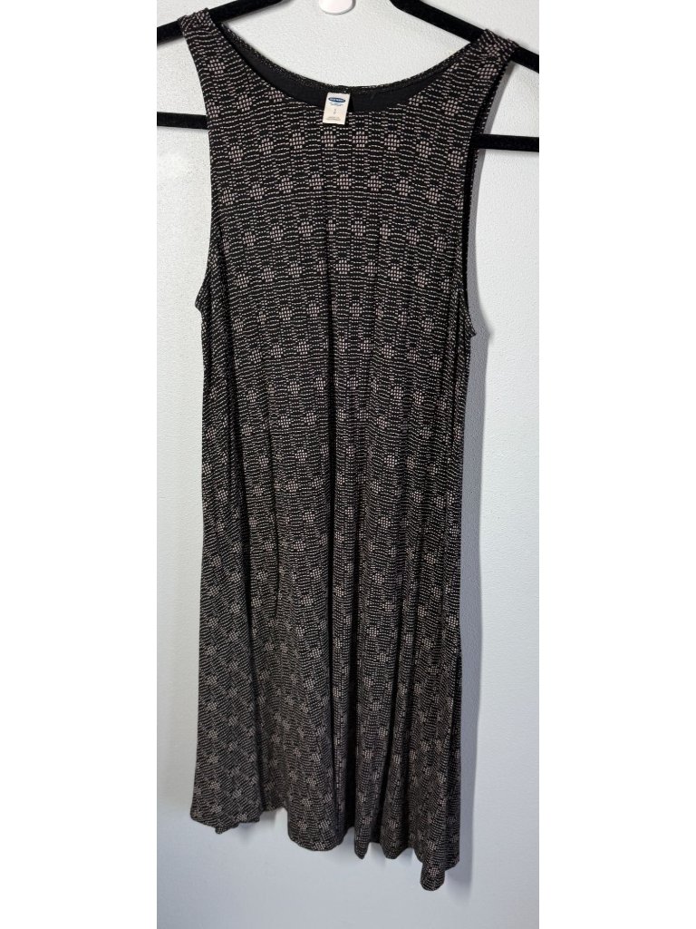 Old Navy Womens Small Mini Dress Sleeveless Black Geo Flowy Casual Boho Stretch